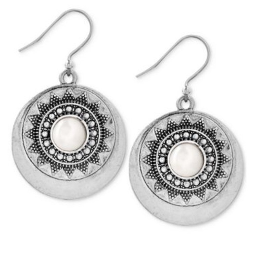NWT Lucky Brand Silverton and pearl drop earrings